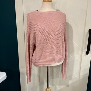 Pink Mixed Stitch Knit Sweater Chevron Large‎ / Cozy/ Grandmacore /feminine